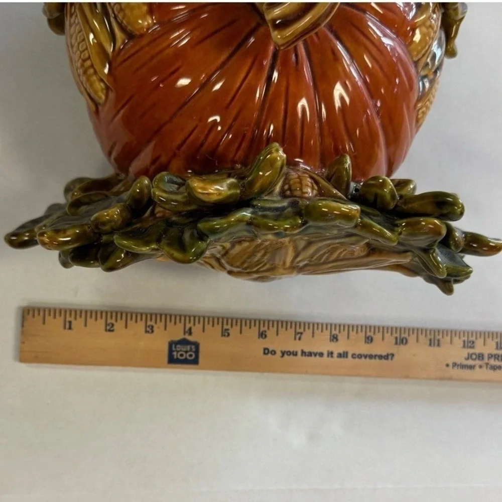 Ceramic Turkey Pumpkin‎ Figurine Thanksgiving Harvest Decor Glazed Centerpiece
